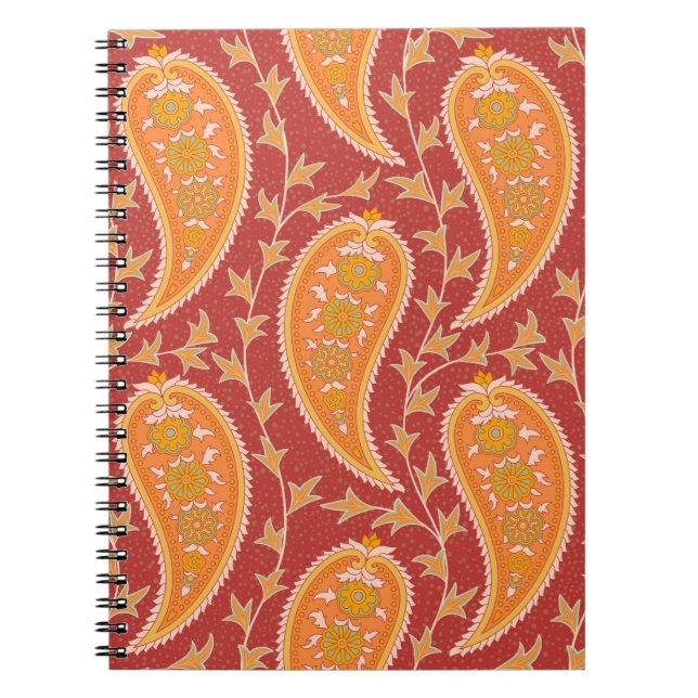Paisley-Muster. Türkische Gurke. Maroon-orange Notizblock (Vorderseite)