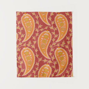 Paisley-Muster. Türkische Gurke. Maroon-orange Wandteppich