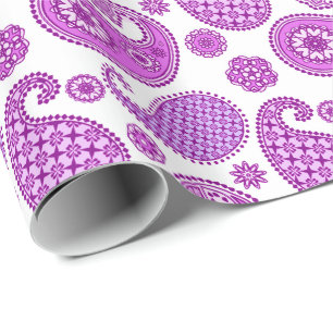 Paisley-Muster, violett, lila und weiß Geschenkpapier