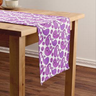 Paisley-Muster, violett, lila und weiß Kurzer Tischläufer