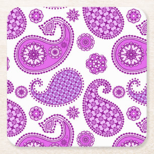 Paisley-Muster, violett, lila und weiß Rechteckiger Pappuntersetzer