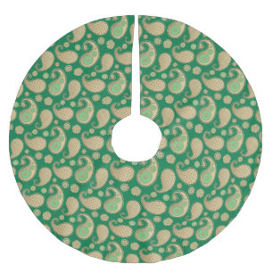Paisley Muster, weiches Gold auf Smaragdgrün Polyester Weihnachtsbaumdecke