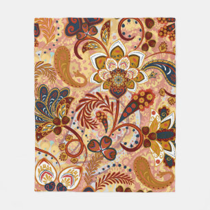 Paisley nahtlos mit Blume im indianischen Stamm Fleecedecke