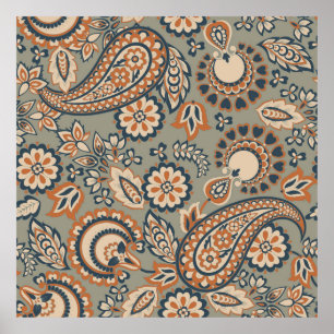 Paisley nahtlos Vintages Muster. Vintager Hintergr Poster