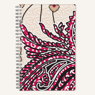 Paisley Notizbuch Rotes Blumenmuster Boho Journal