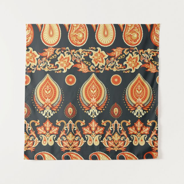 Paisley Oriental Ethnic Stoff Wandteppich (Vorderseite)