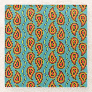 Paisley-Ornamentale Textur: Indische Eleganz. Glasuntersetzer