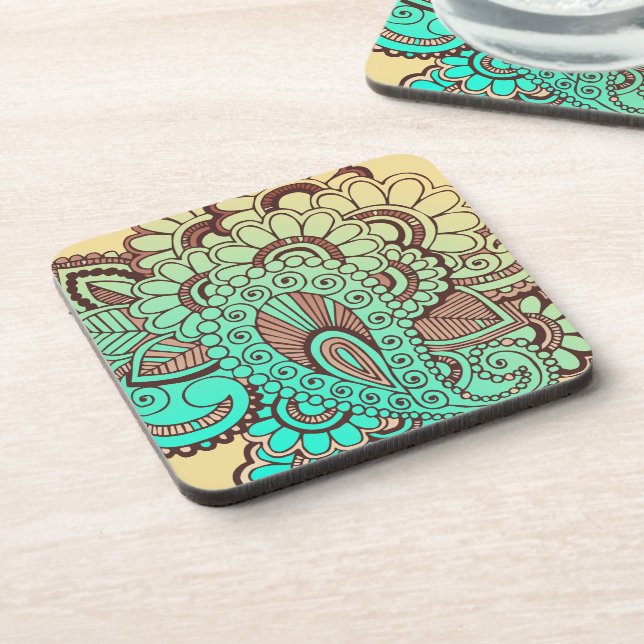 Paisley Ornaments I + Ihr Backgr. Ideen Getränkeuntersetzer (Linke Seite)