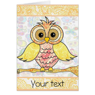 paisley owl greeting card