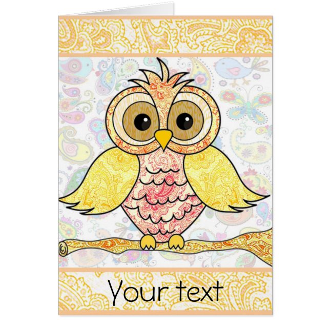 paisley owl greeting card (Vorne)