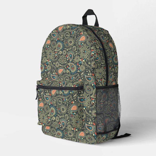 Paisley Pattern 3 Bedruckter Rucksack (Rückseitige Ecke Rechts)