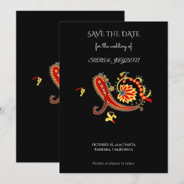 Paisley Pattern Art – Folk Floral Ornament Print Save The Date