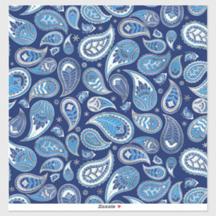 Paisley Pattern - Blau und Silber Aufkleber