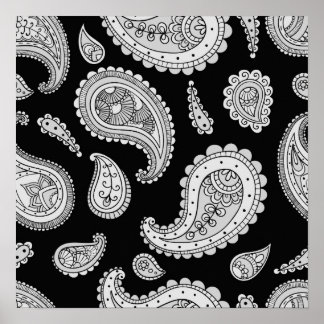 Paisley Pattern - Grau Poster