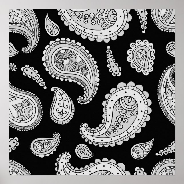 Paisley Pattern - Grau Poster (Vorne)