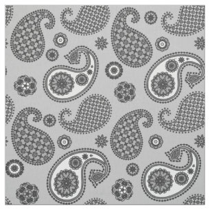 Paisley Pattern, grau, schwarz und weiß Stoff