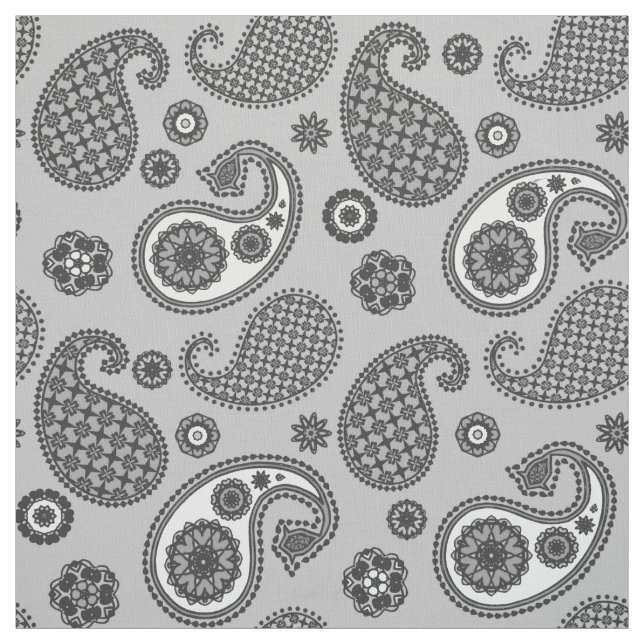 Paisley Pattern, grau, schwarz und weiß Stoff (Muster)
