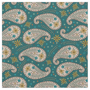 Paisley Pattern in Gelb   Blau   Griechenland Aqua Stoff