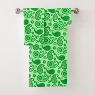 Paisley Pattern, Jade und Emerald Green Badhandtuch Set