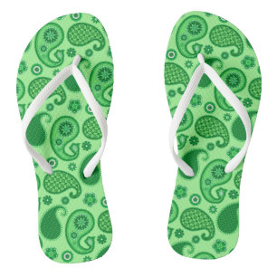 Paisley Pattern, Jade und Emerald Green Flip Flops