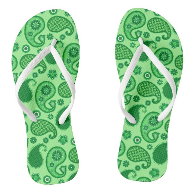 Paisley Pattern, Jade und Emerald Green Flip Flops (Fußbett)