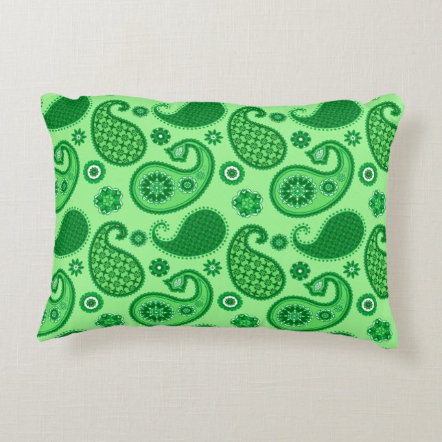 Paisley Pattern, Jade und Emerald Green Zierkissen (Rückseite)