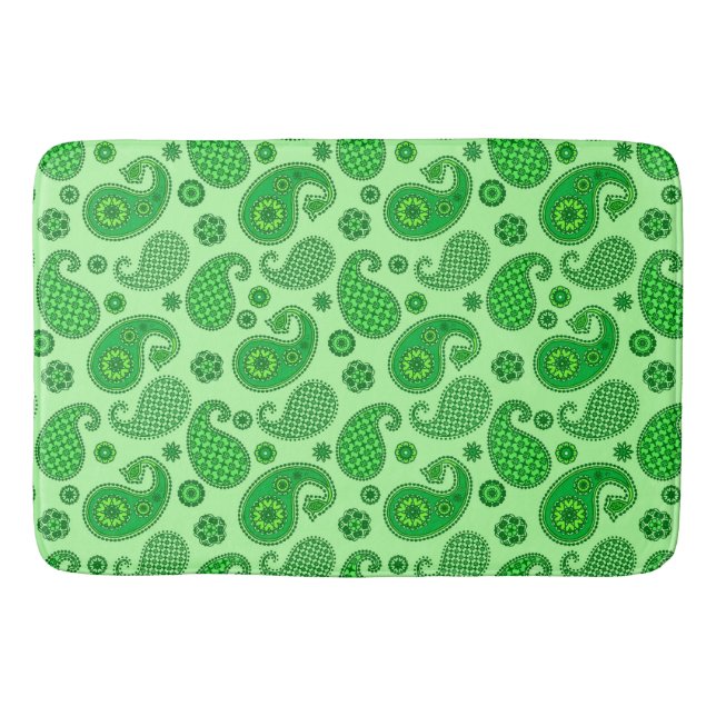 Paisley Pattern, Limon und Emerald Green Badematte (Vorderseite)