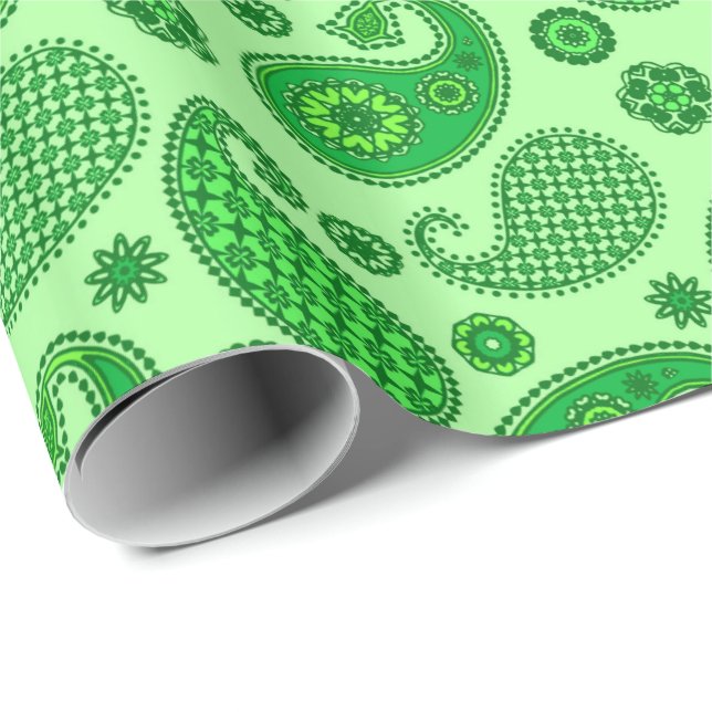 Paisley Pattern, Limon und Emerald Green Geschenkpapier (Rolleneckpunkt)