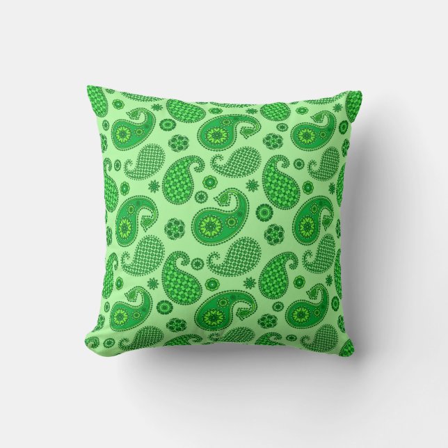 Paisley Pattern, Limon und Emerald Green Kissen (Vorderseite)