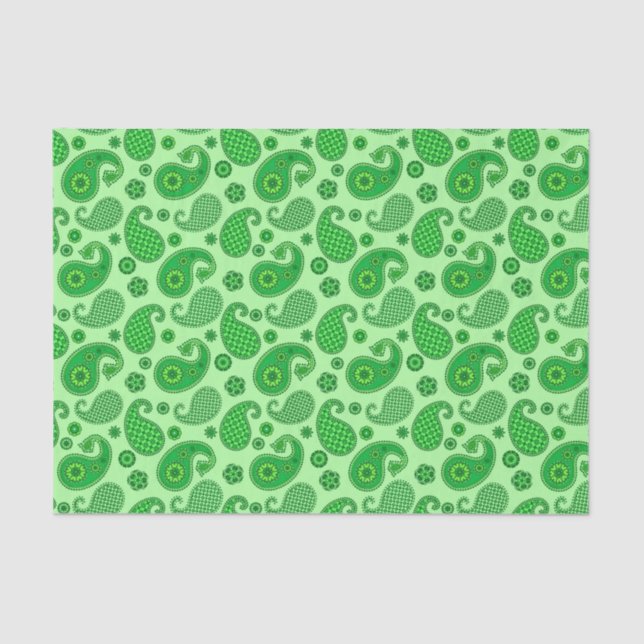 Paisley Pattern, Limon und Emerald Green Seidenpapier (Vorderseite)