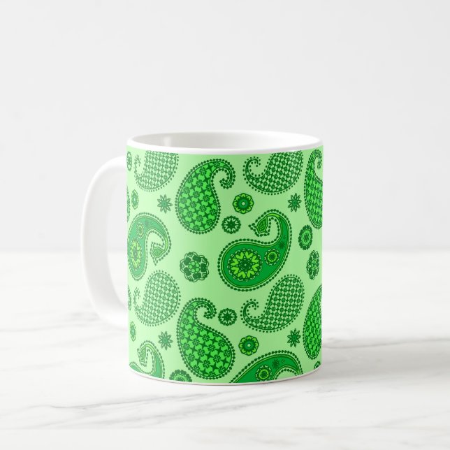 Paisley Pattern, Limone und Emerald Green Coffee T Kaffeetasse (Vorderseite Links)