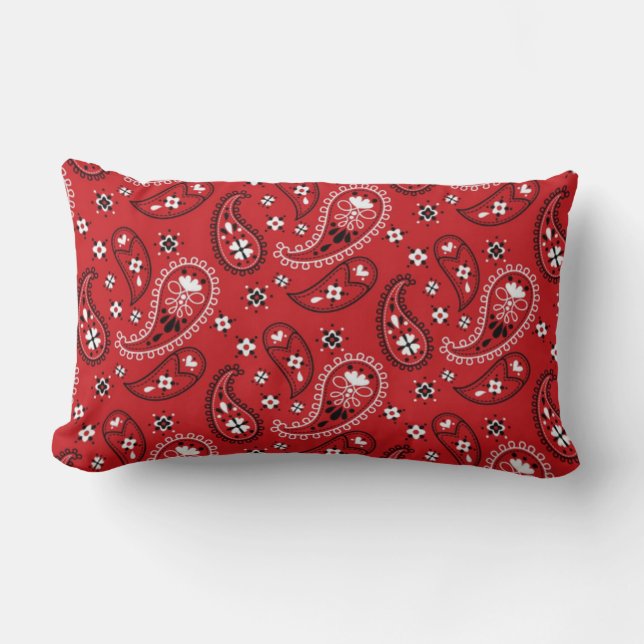 Paisley Pattern mit rotem Hintergrund-23214 Lendenkissen (Vorderseite)