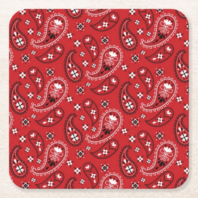 Paisley Pattern mit rotem Hintergrund-23214 Rechteckiger Pappuntersetzer (Vorderseite)
