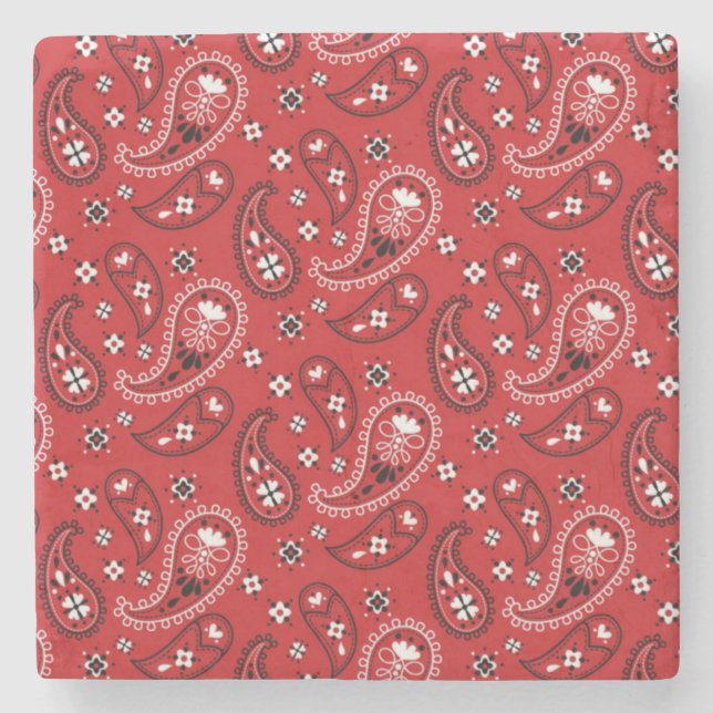 Paisley Pattern mit rotem Hintergrund-23214 Steinuntersetzer (Vorderseite)