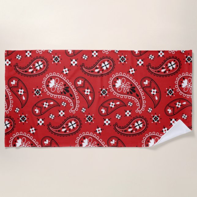 Paisley Pattern mit rotem Hintergrund-23214 Strandtuch (Vorderseite)