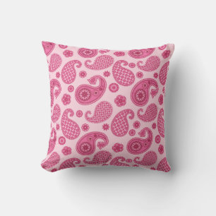 Paisley Pattern, Pastel Coral Pink und Fuchsia Kissen