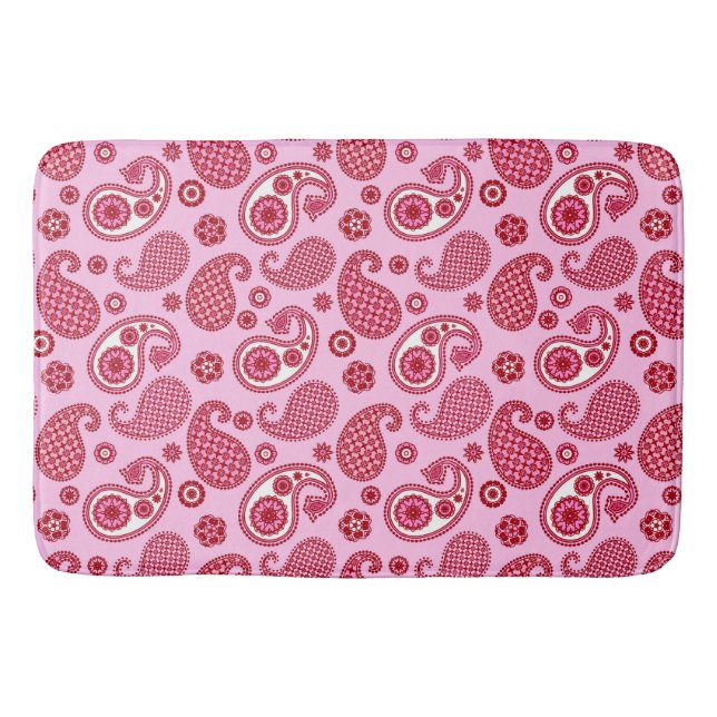 Paisley Pattern, Peppermint Pink und Weiß Badematte (Vorderseite)
