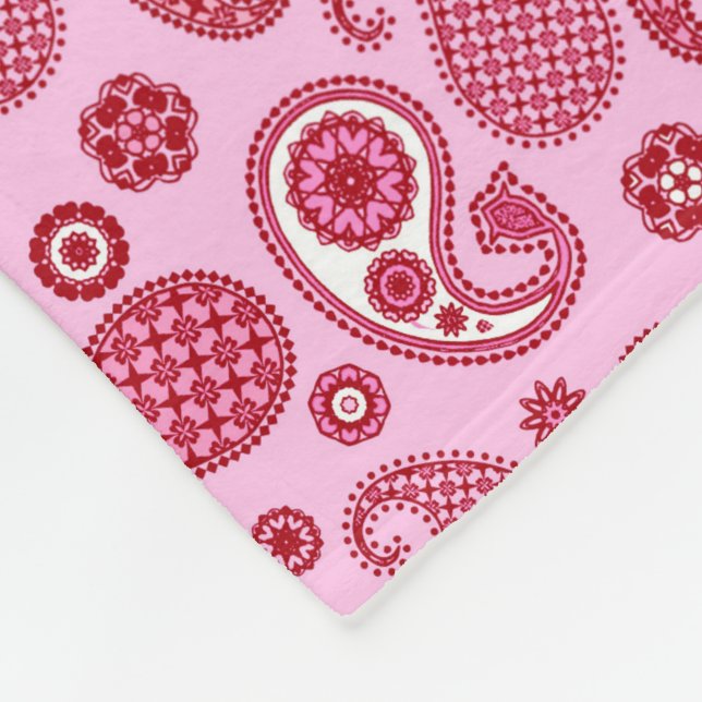 Paisley Pattern, Peppermint Pink und Weiß Fleecedecke (Ecke)