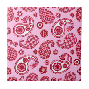Paisley Pattern, Peppermint Pink und Weiß Fliese