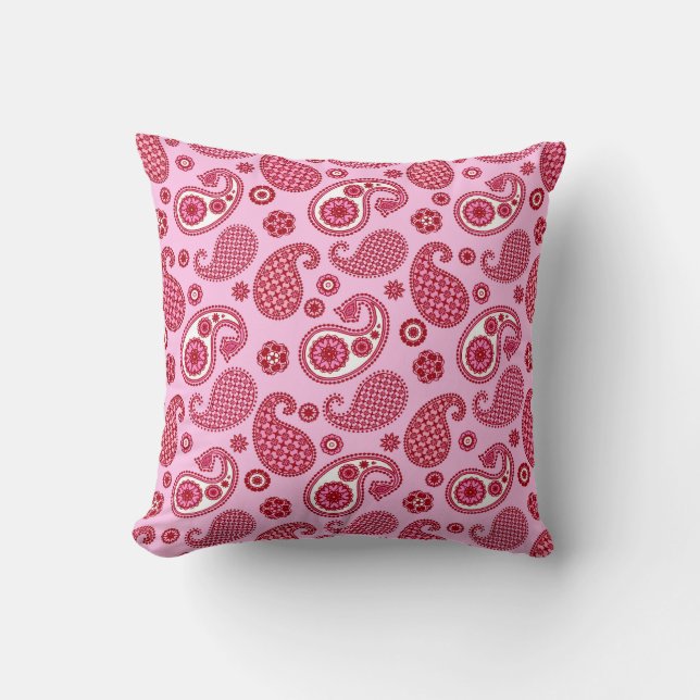 Paisley Pattern, Peppermint Pink und Weiß Kissen (Vorderseite)