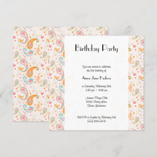 Paisley Pattern, Persian Paisley, Boteh, Birthday Einladung