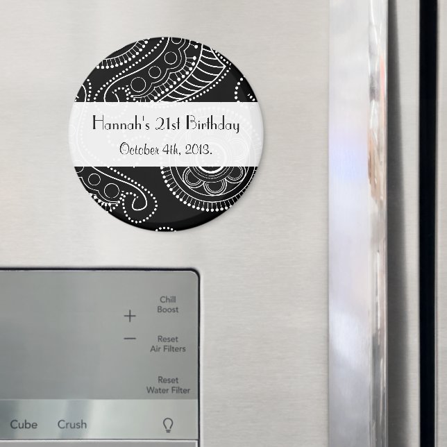 Paisley Pattern, Persian Paisley, Boteh, Birthday Magnet (In Situ (Kühlschrank))