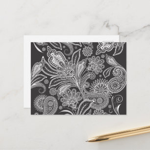 Paisley Pattern, Persisch Paisley, Schwarz und Wei Postkarte
