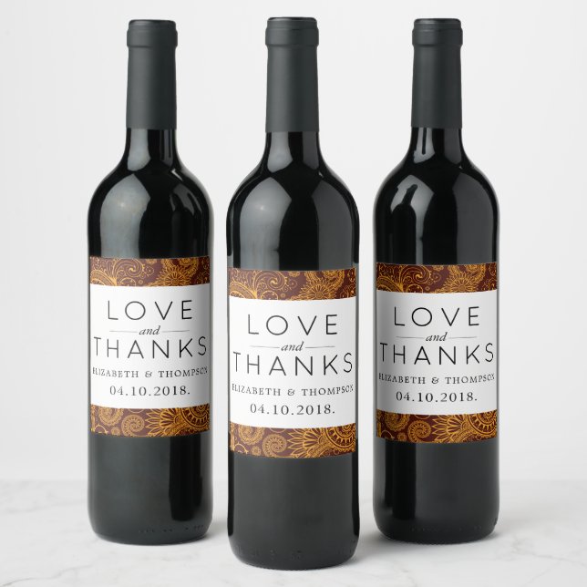 Paisley Pattern, Persisches Paisley, Boteh, Hochze Weinetikett (Flaschen)