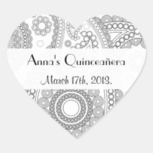 Paisley Pattern, Persisches Paisley, Quinceanera Herz-Aufkleber