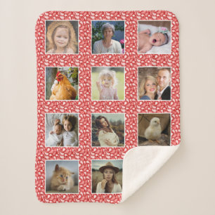 Paisley Pattern Red Custom 12 Familie Foto Collage Sherpadecke