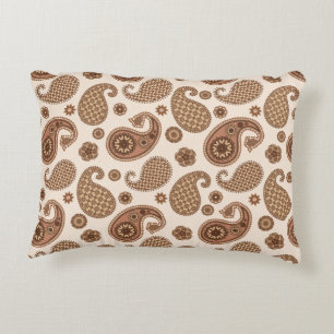 Paisley Pattern, Schokolade Brown und Tan auf Beig Dekokissen