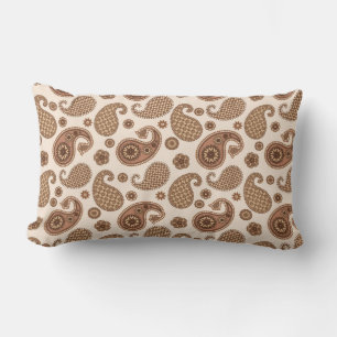 Paisley Pattern, Schokolade Brown und Tan auf Beig Lendenkissen