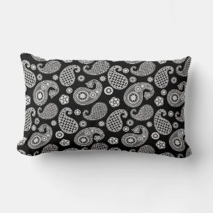 Paisley Pattern, Schwarz und Weiß Lendenkissen