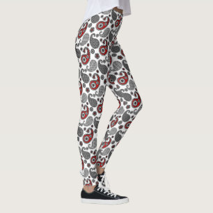 Paisley Pattern, schwarz, weiß und rot Leggings